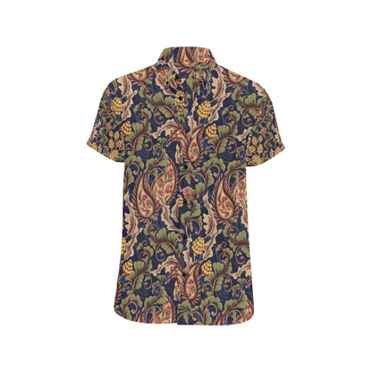 Floral Vintage Classic Print Men's Short Sleeve Button Up Shirt
