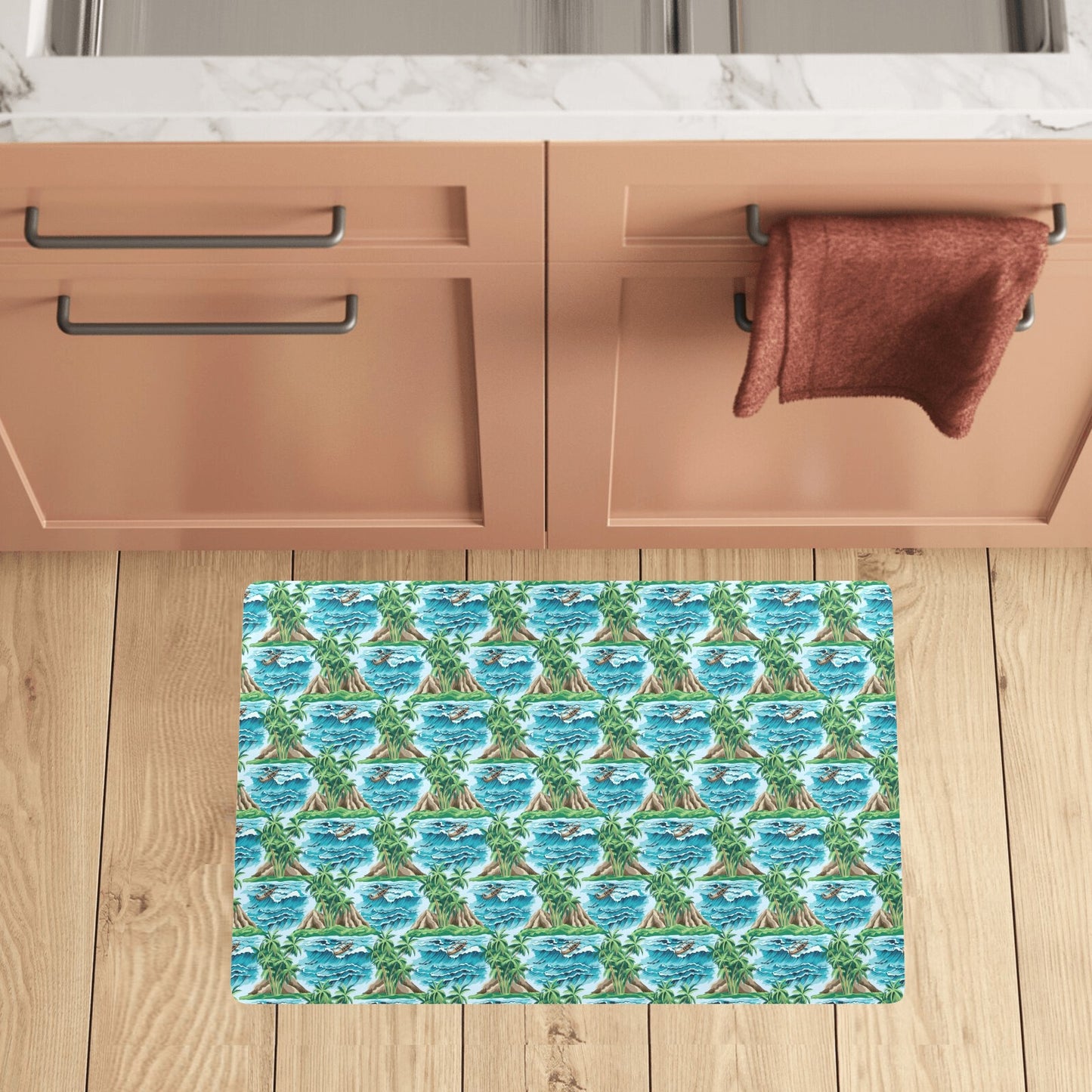 Palm Tree Hawaiian Themed Design Print Kitchen Mat