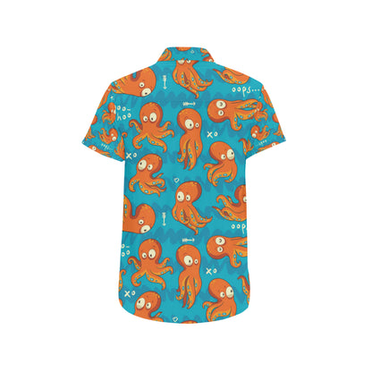 Octopus Pattern Print Design A02 Men's Short Sleeve Button Up Shirt