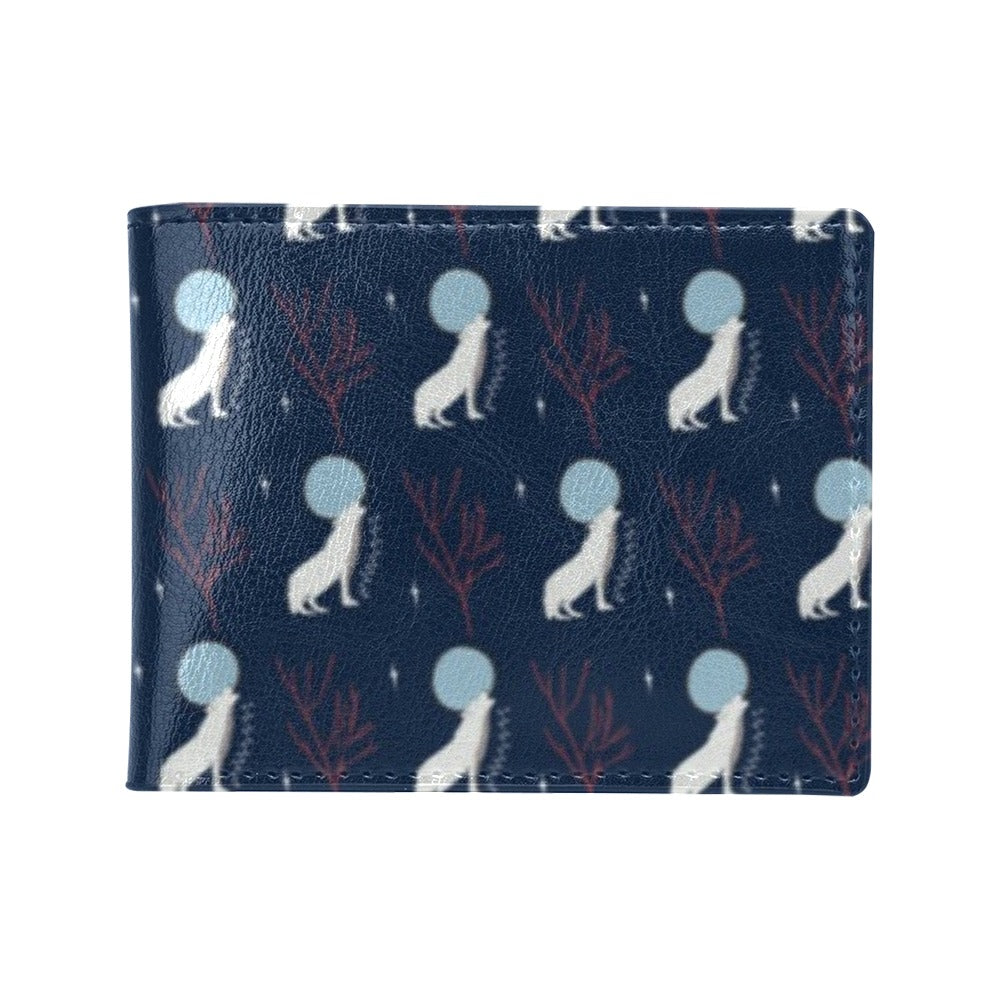 Wolf Moon Print Design LKS304 Men's ID Card Wallet