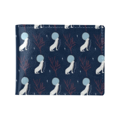 Wolf Moon Print Design LKS304 Men's ID Card Wallet