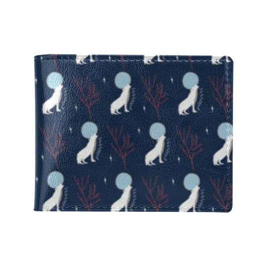 Wolf Moon Print Design LKS304 Men's ID Card Wallet