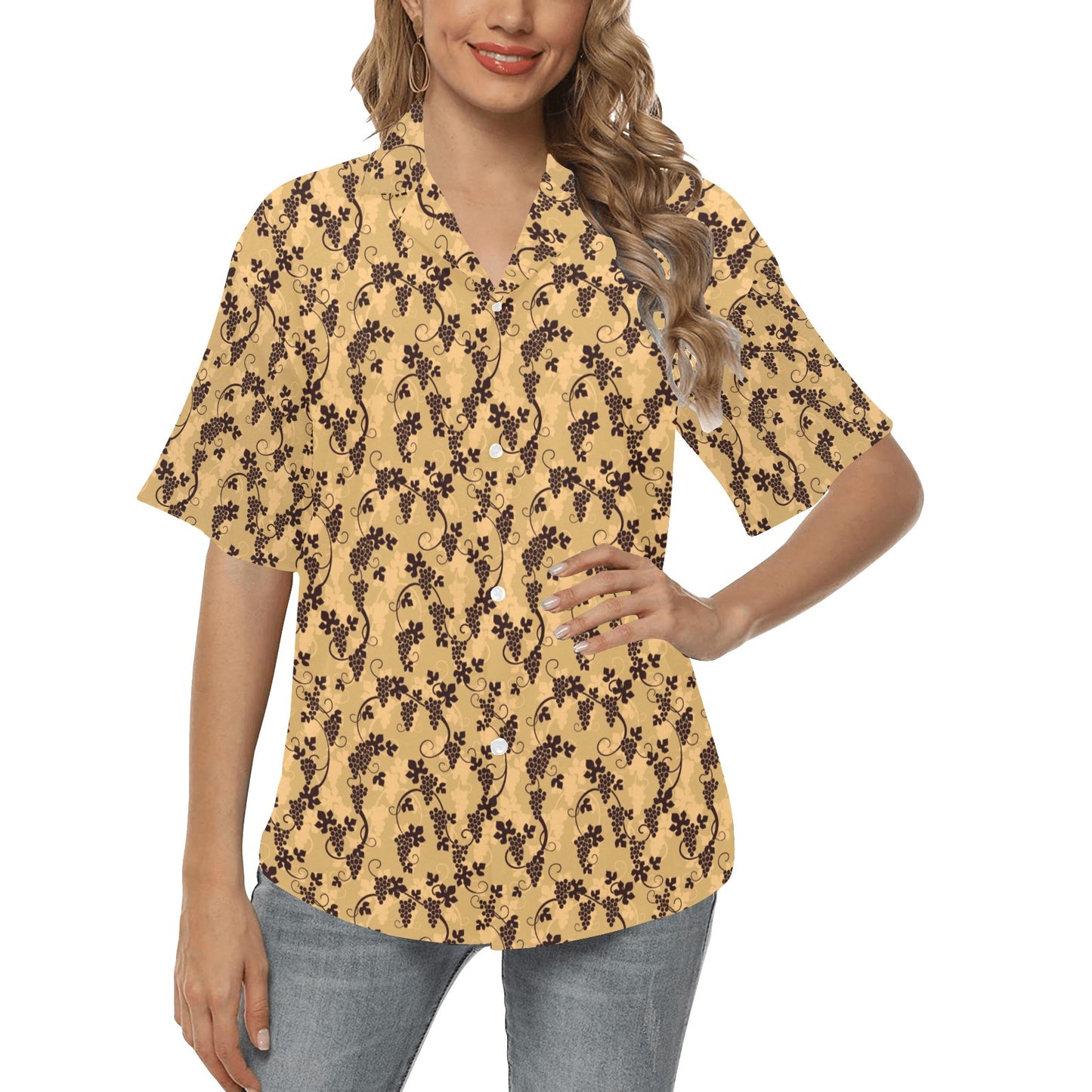 Wine Grape Design Print Women's Hawaiian Shirt