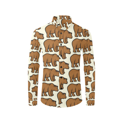 Bear Pattern Print Design BE05 Men's Long Sleeve Shirt