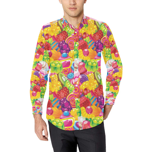 Candy Pattern Print Design CA01 Men's Long Sleeve Shirt