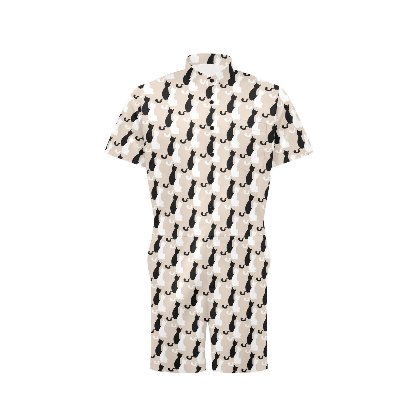 Cat Pattern Print Design 04 Men's Romper