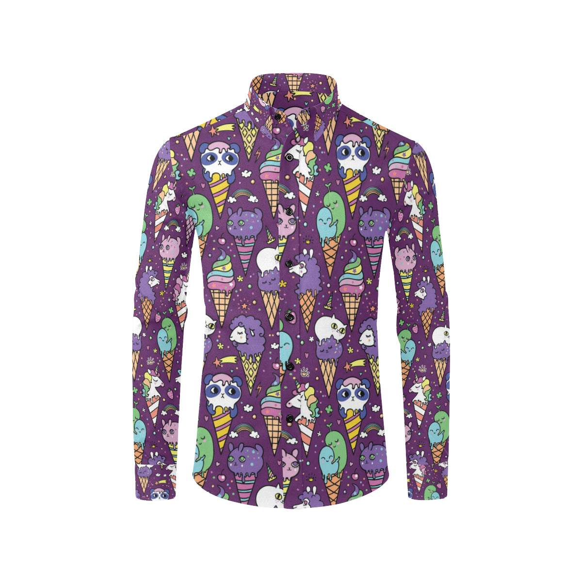 Ice Cream Pattern Print Design IC07 Men's Long Sleeve Shirt