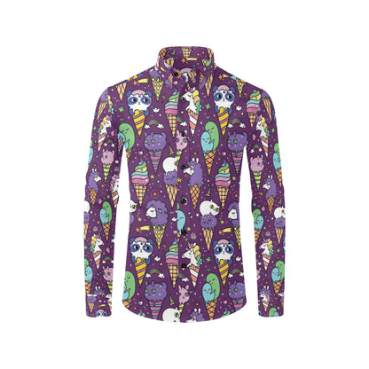 Ice Cream Pattern Print Design IC07 Men's Long Sleeve Shirt