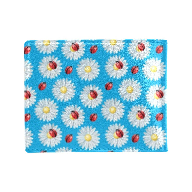 Ladybug with Daisy Themed Print Pattern Men's ID Card Wallet