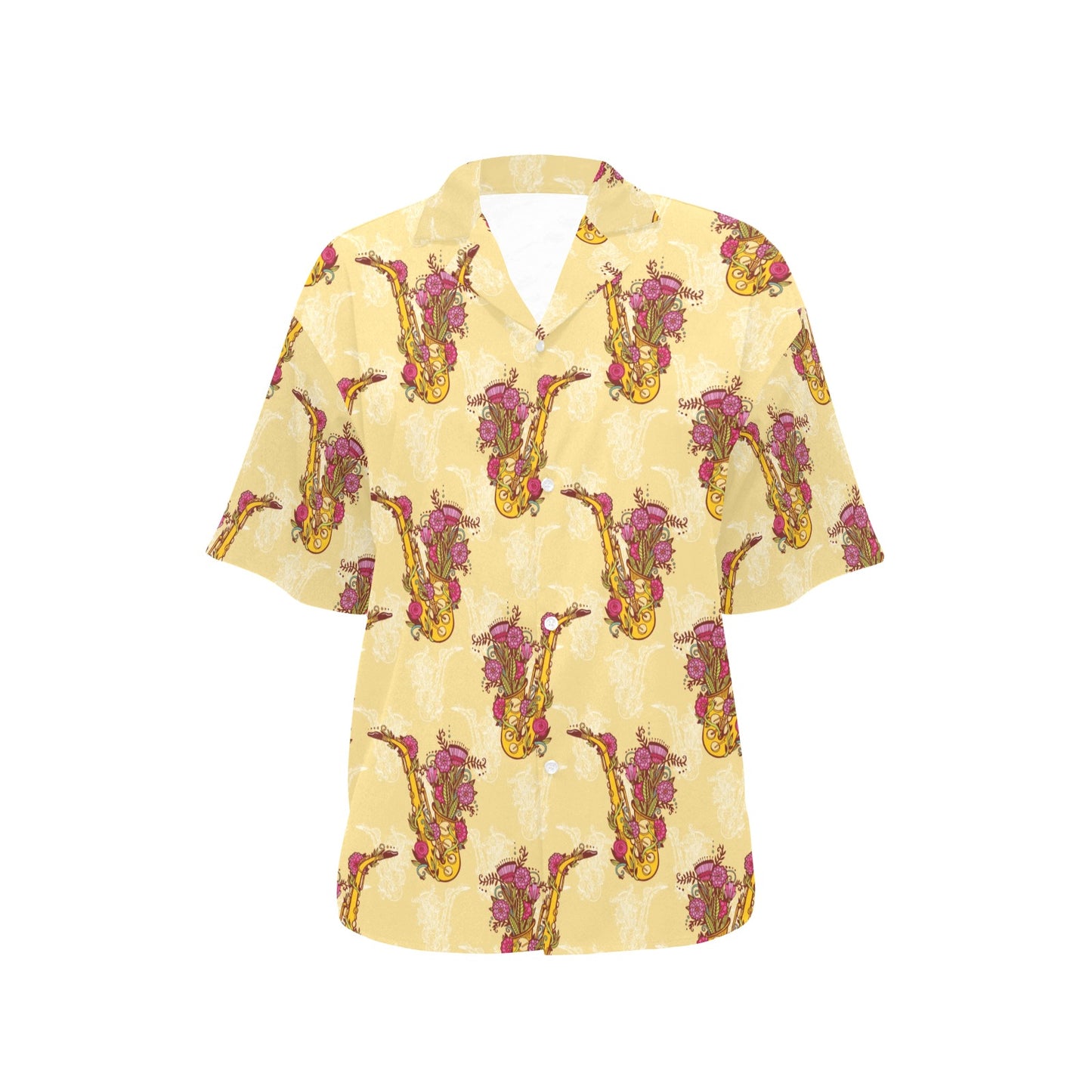 Saxophone Pattern Print Design 04 Women's Hawaiian Shirt