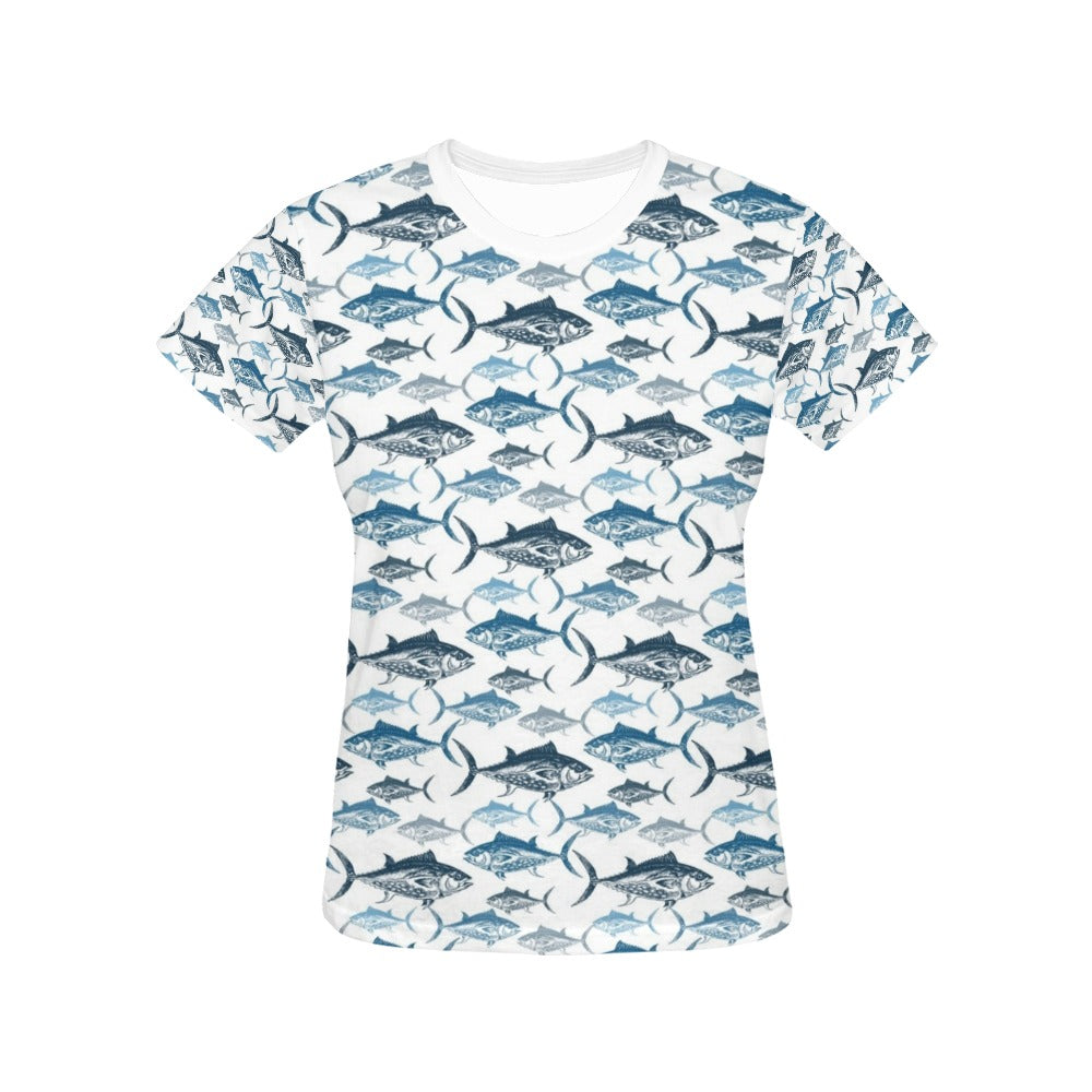 Tuna Fish Print Design LKS303 Women's  T-shirt