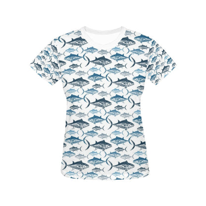 Tuna Fish Print Design LKS303 Women's  T-shirt