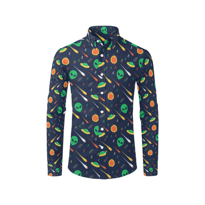 Alien UFO Pattern Print Design 05 Men's Long Sleeve Shirt