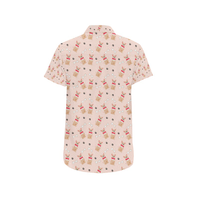 Chihuahua Pattern Print Design 04 Men's Short Sleeve Button Up Shirt