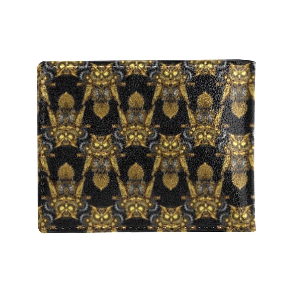 Steampunk Gold Owl Design Themed Print Men's ID Card Wallet