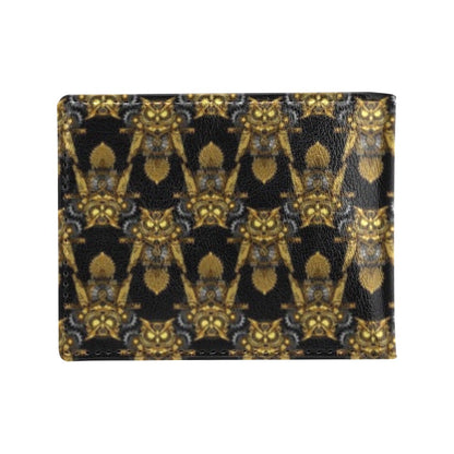 Steampunk Gold Owl Design Themed Print Men's ID Card Wallet