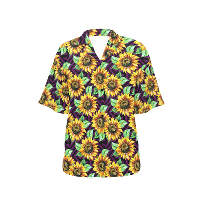 Sunflower Pattern Print Design SF012 Women's Hawaiian Shirt