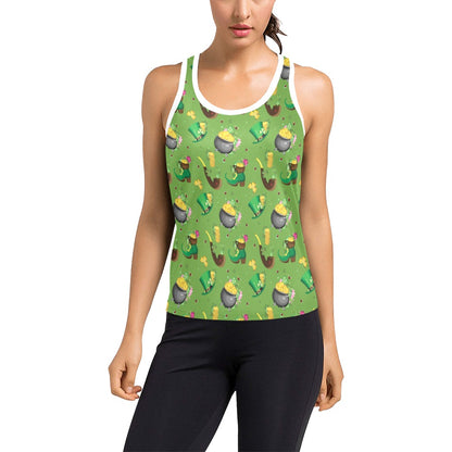 Shamrock Saint Patrick's Day Print Design LKS306 Women's Racerback Tank Top