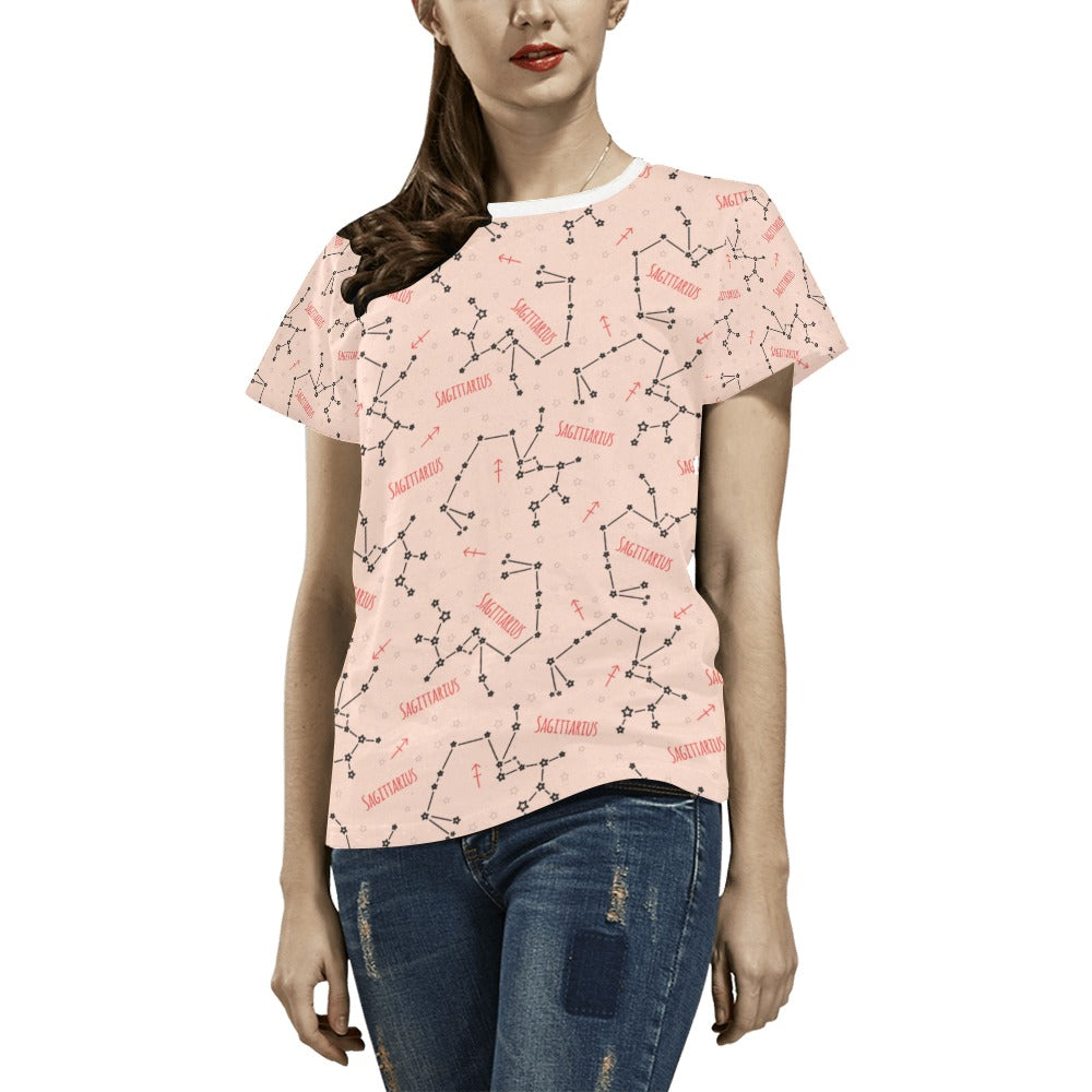 Sagittarius Star Print Design LKS302 Women's  T-shirt