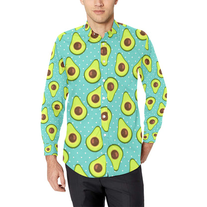 Avocado Pattern Print Design AC012 Men's Long Sleeve Shirt