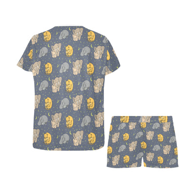 Safari Elephant Lion Print Design LKS303 Women's Short Pajama Set