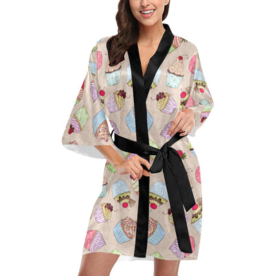 Cupcake Pattern Print Design CP06 Women Kimono Robe