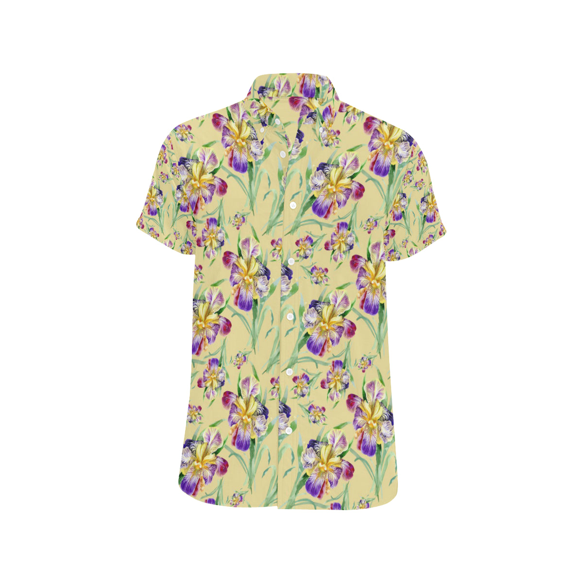 Iris Pattern Print Design IR06 Men's Short Sleeve Button Up Shirt