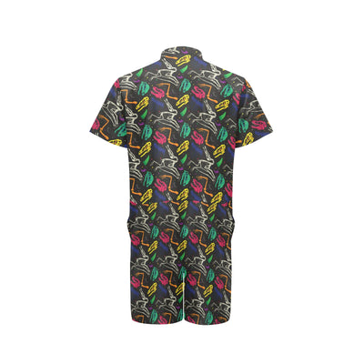 Dinosaur Skull Color Print Pattern Men's Romper