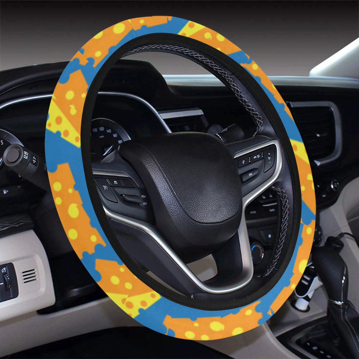 Cheese Pattern Print Design 05 Steering Wheel Cover with Elastic Edge