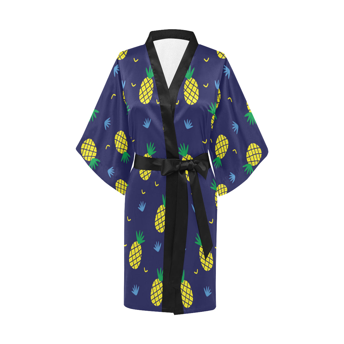 Pineapple Pattern Print Design A01 Women's Short Kimono