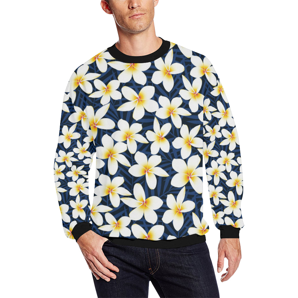 Plumeria Pattern Print Design PM026 Men Long Sleeve Sweatshirt