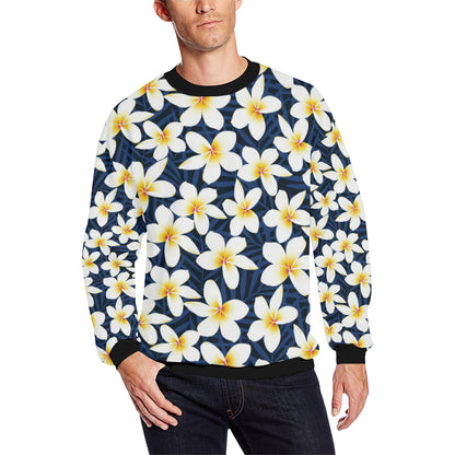 Plumeria Pattern Print Design PM026 Men Long Sleeve Sweatshirt