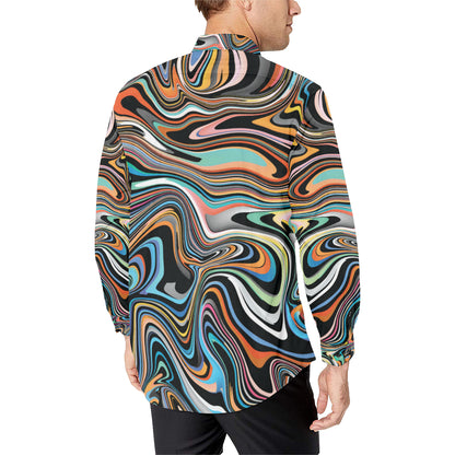Liquid Pattern Print Design 02 Men's Long Sleeve Shirt