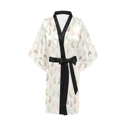 Bunny Pattern Print Design 05 Women's Short Kimono