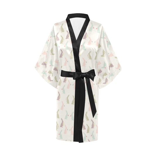 Bunny Pattern Print Design 05 Women's Short Kimono
