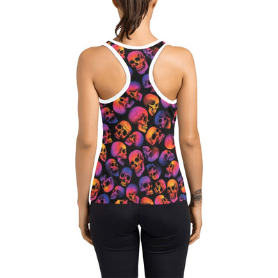 Skull Multicolor Print Design LKS3011 Women's Racerback Tank Top