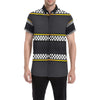 Checkered Flag Yellow Line Style Men's Short Sleeve Button Up Shirt