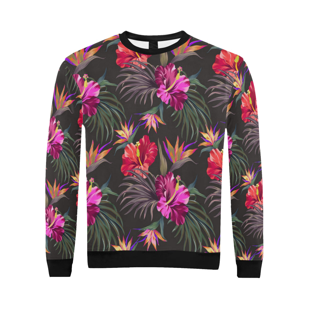Hibiscus Pattern Print Design HB014 Men Long Sleeve Sweatshirt