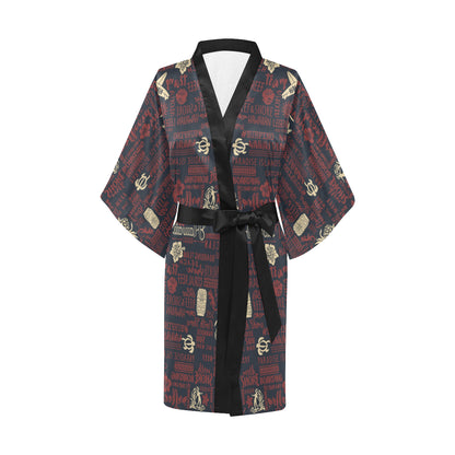Hawaiian Themed Pattern Print Design H017 Women Kimono Robe