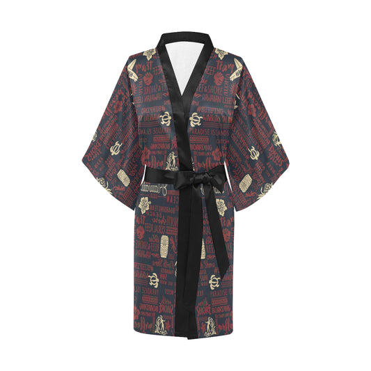 Hawaiian Themed Pattern Print Design H017 Women Kimono Robe