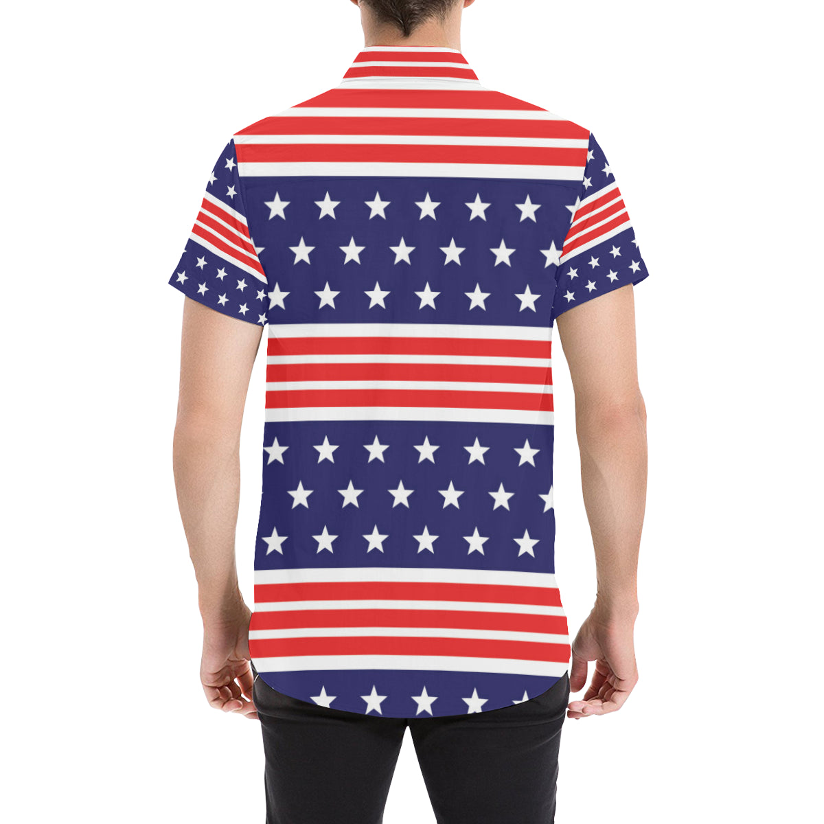 Patriotic Pattern Print Design A04 Men's Short Sleeve Button Up Shirt