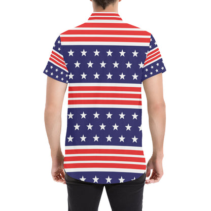 Patriotic Pattern Print Design A04 Men's Short Sleeve Button Up Shirt