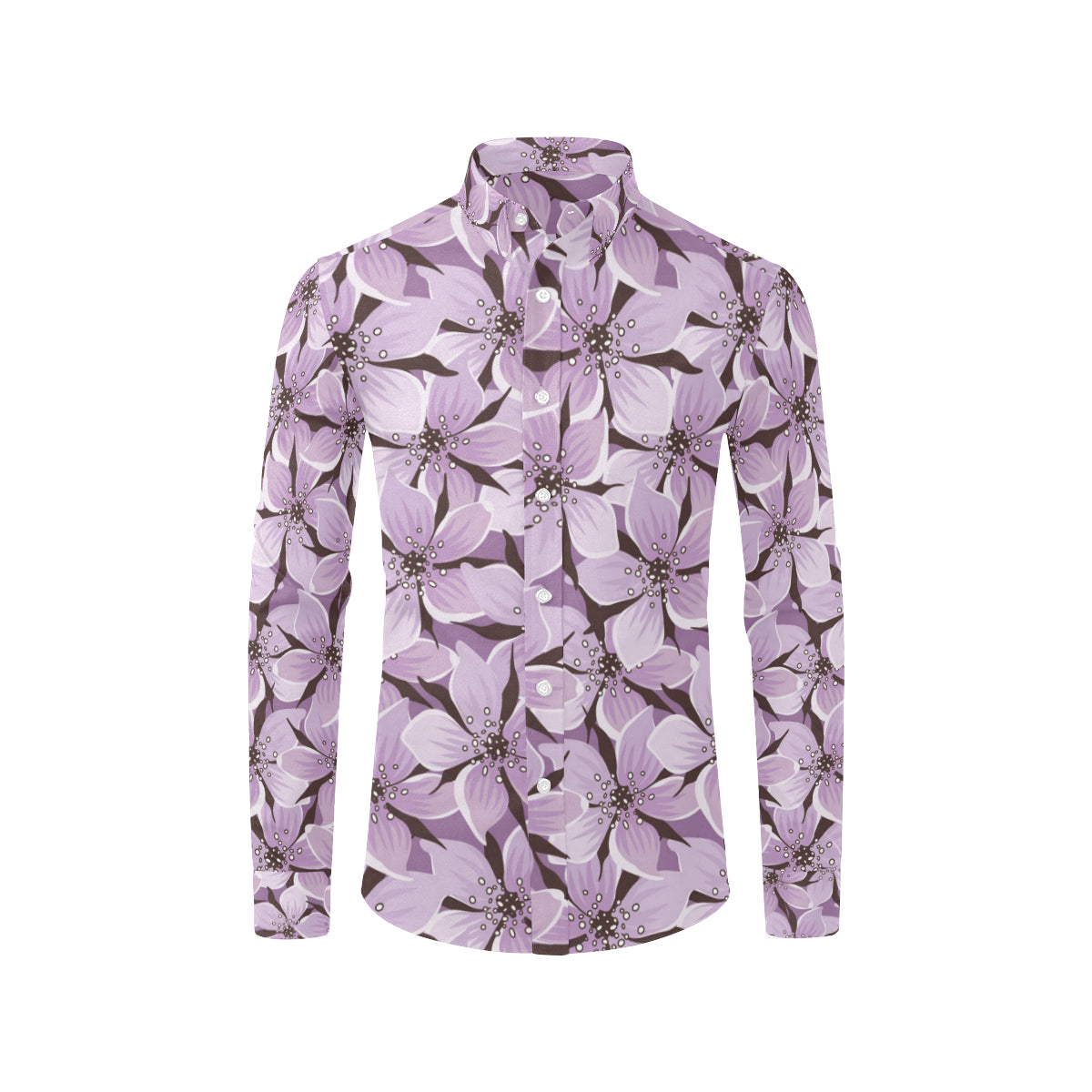 Lilac Pattern Print Design 01 Men's Long Sleeve Shirt
