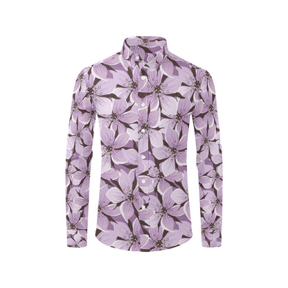 Lilac Pattern Print Design 01 Men's Long Sleeve Shirt