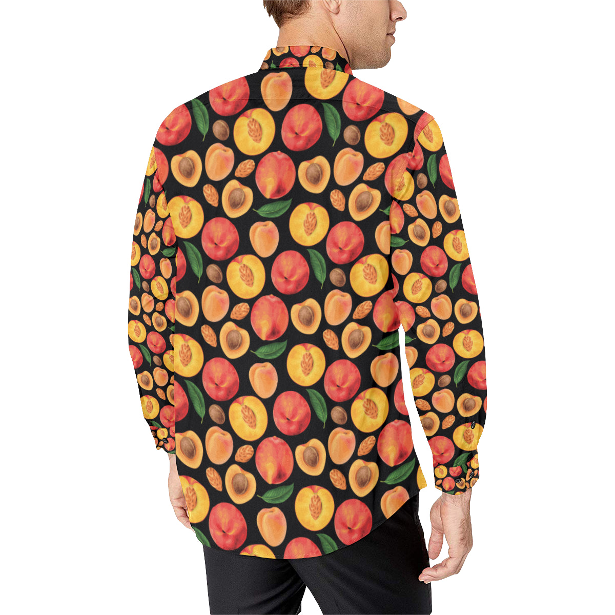 Peach Pattern Print Design A02 Men's Long Sleeve Shirt