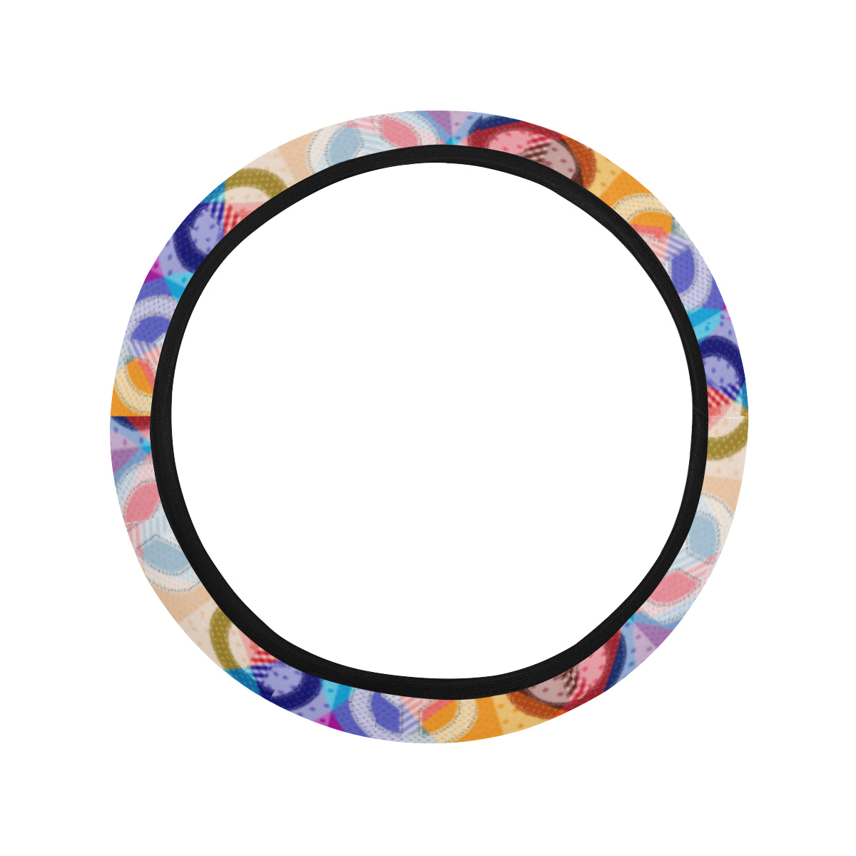 Peace Sign Patchwork Design Print Steering Wheel Cover with Elastic Edge