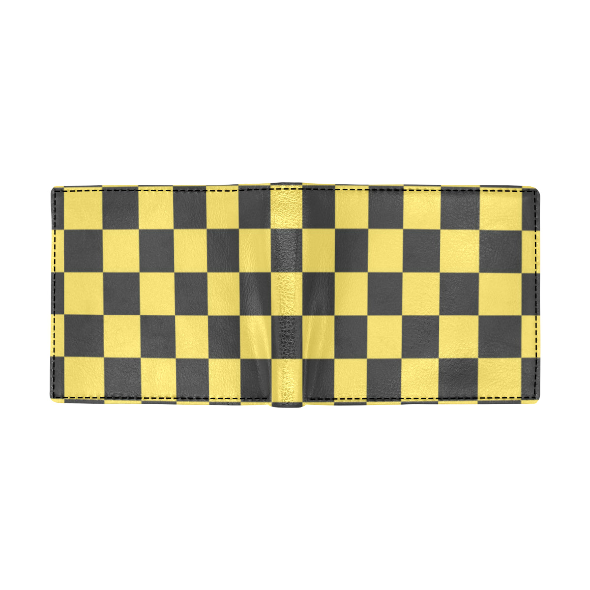 Checkered Yellow Pattern Print Design 03 Men's ID Card Wallet