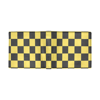 Checkered Yellow Pattern Print Design 03 Men's ID Card Wallet