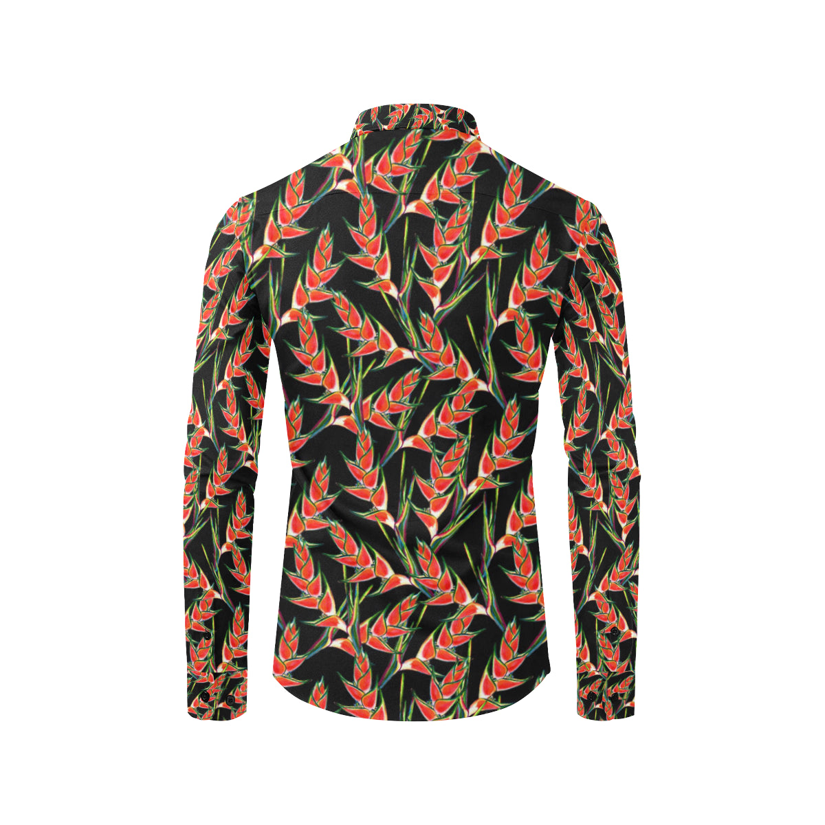 Heliconia Pattern Print Design HL010 Men's Long Sleeve Shirt