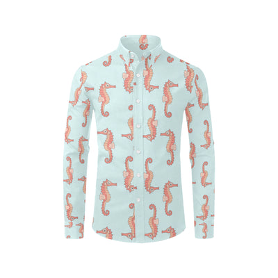 SeaHorse Pattern Print Design 01 Men's Long Sleeve Shirt